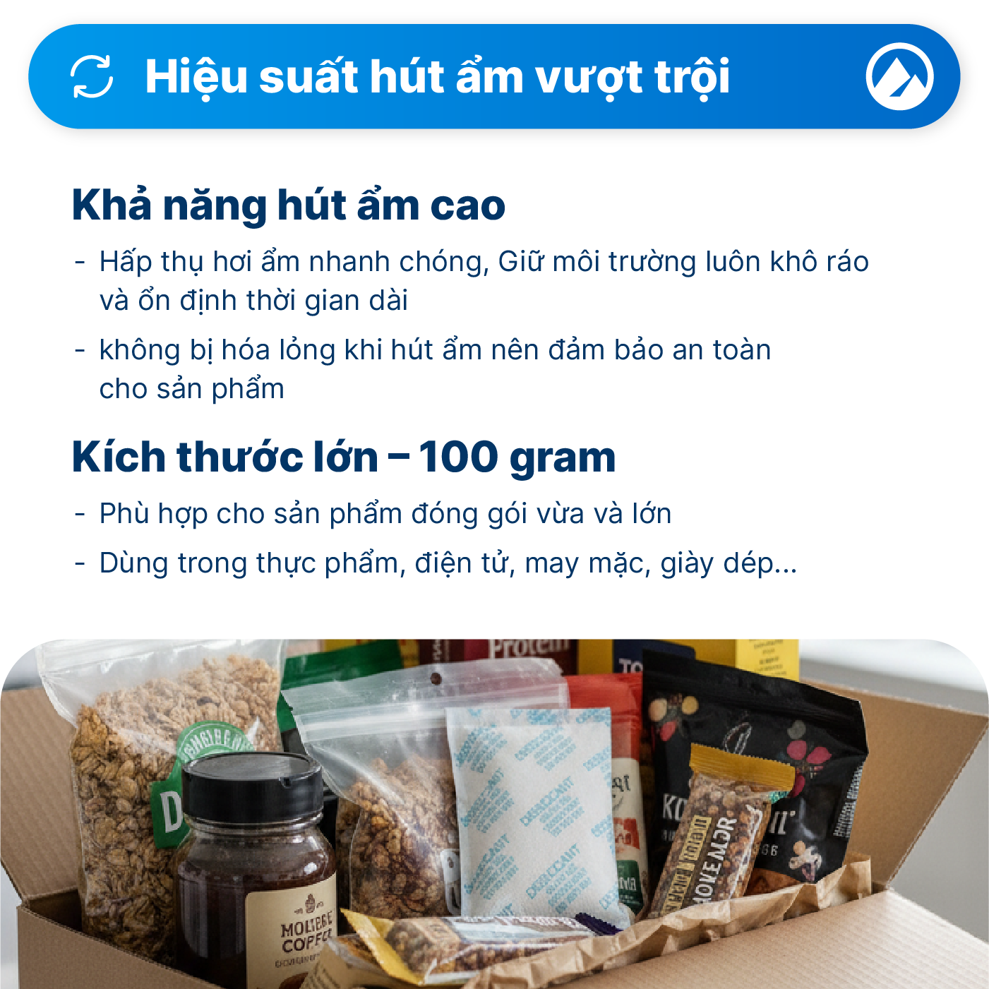 Gói hút ẩm Silicagel loại 100 gram - Ảnh 2