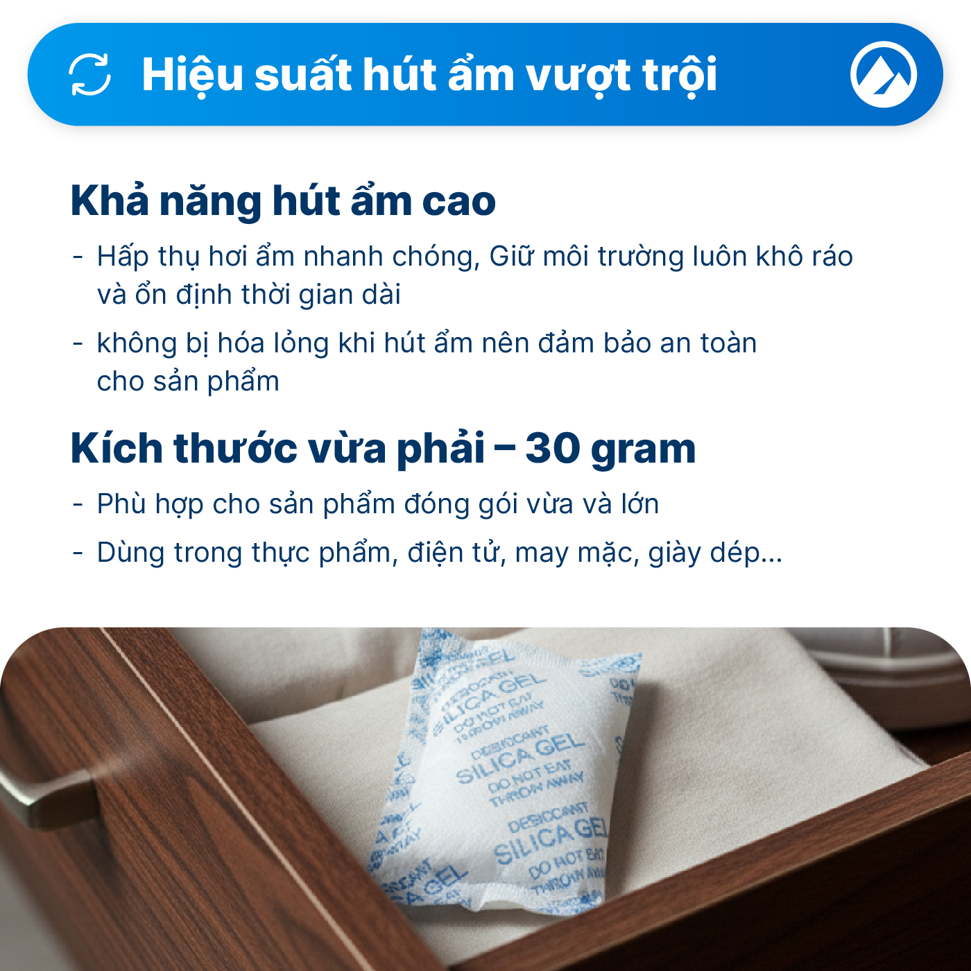 Gói hút ẩm Silicagel loại 30 gram - Ảnh 3