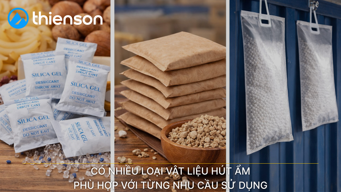 Có nhiều loại vật liệu hút ẩm phù hợp với từng nhu cầu sử dụng