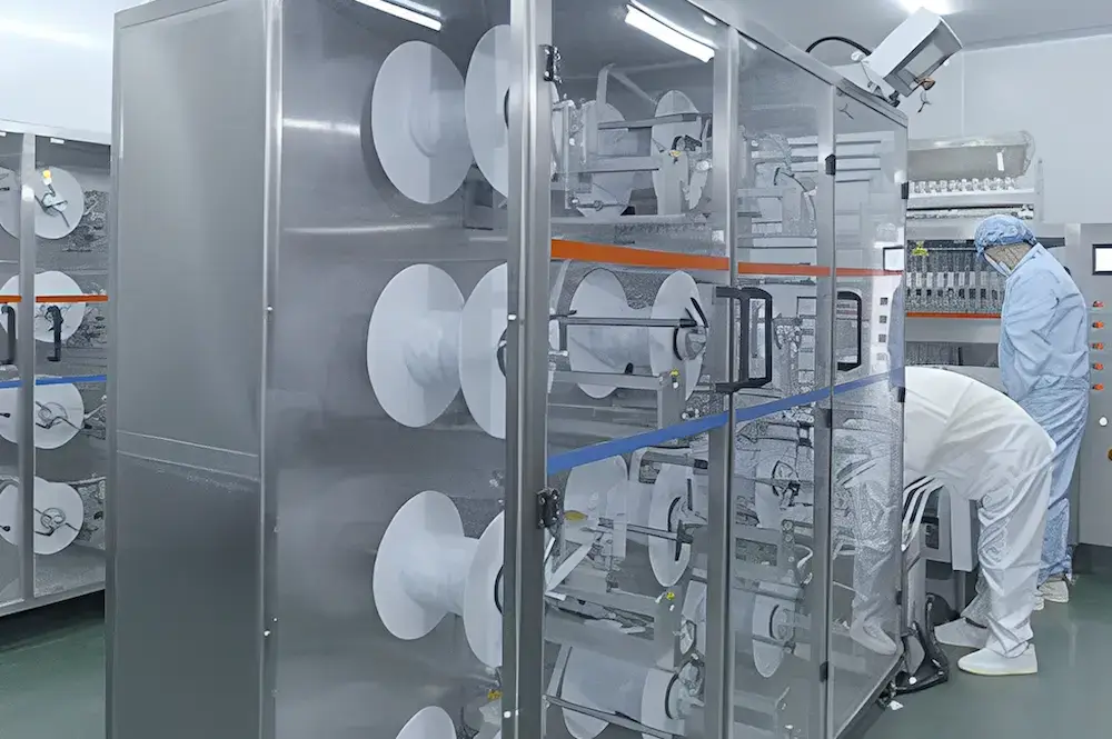 automated desiccant production machine with multi roll feeding system