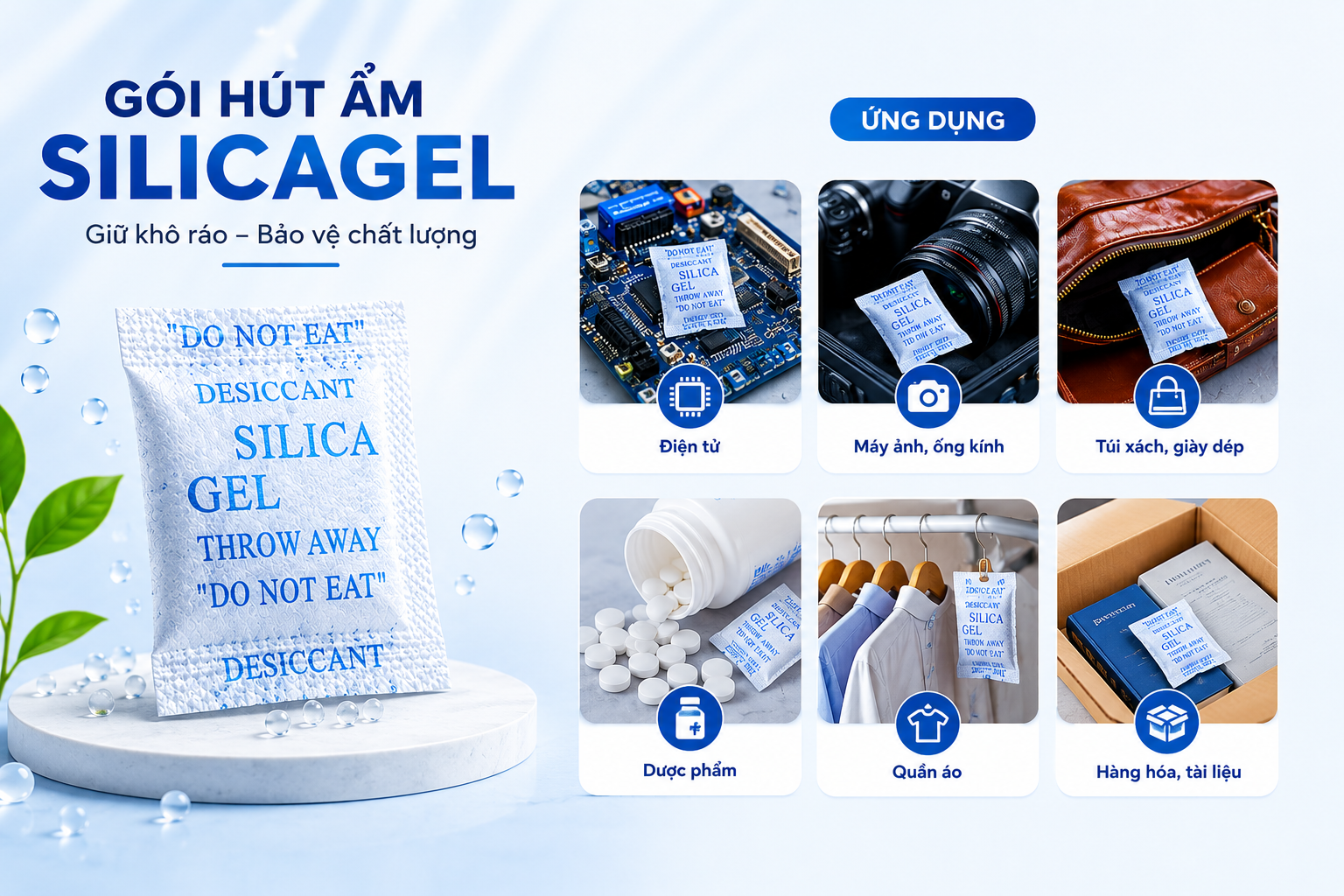 Đặc điểm và công dụng gói hút ẩm silicagel