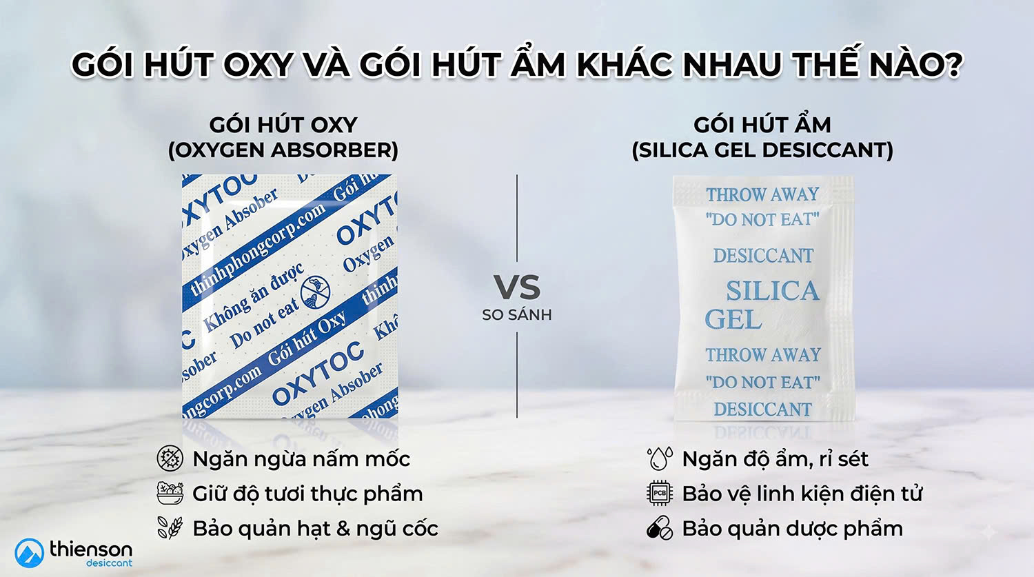 gói hút oxy và gói hút ẩm