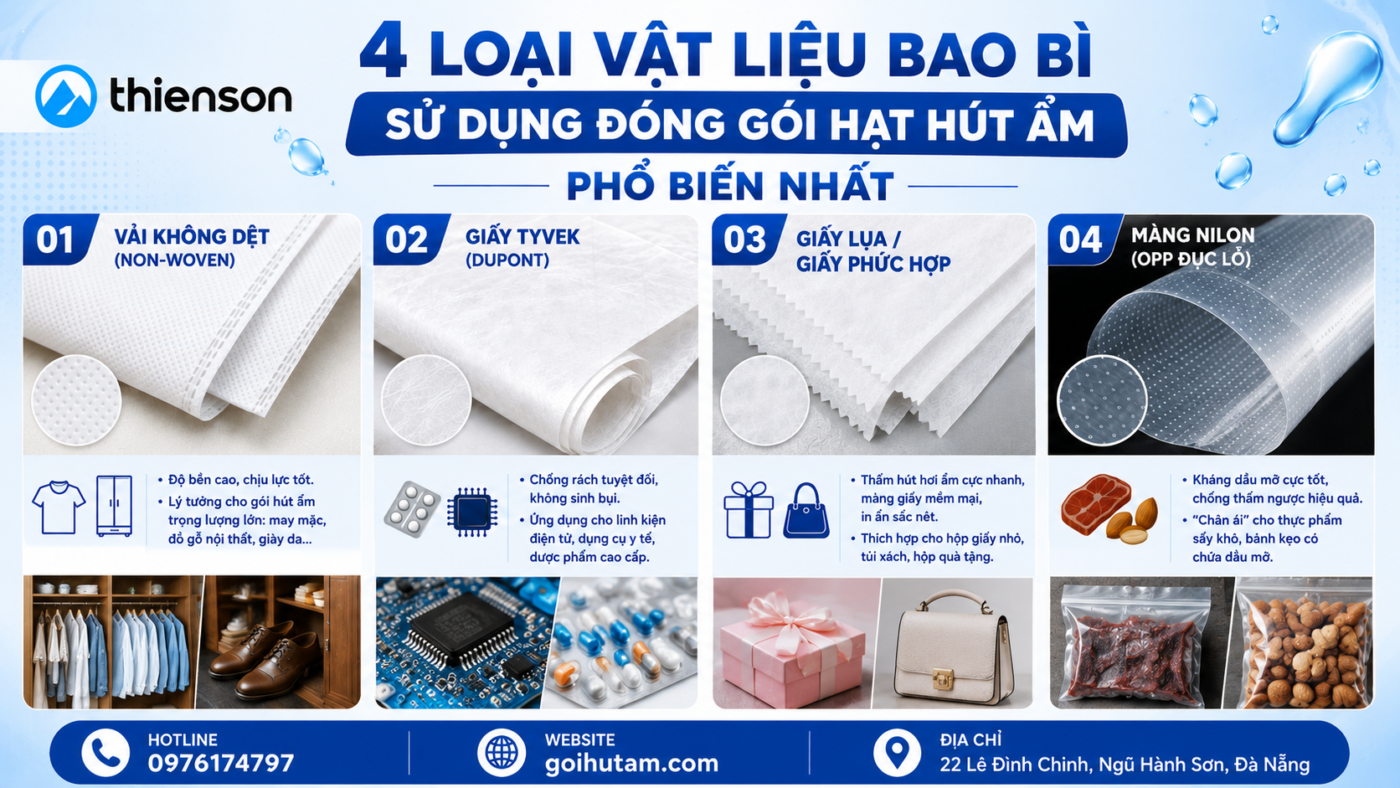 Các loại bao bì gói hút ẩm phổ biến